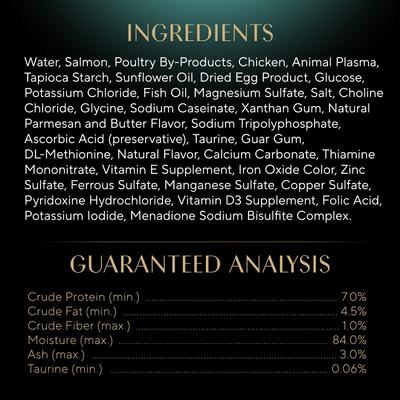 Comida húmeda para gatos adultos Perfect Portions Bistro Salmon in Creamy Sauce, bandeja de 2.64 oz, caja de 24