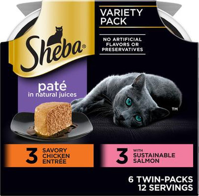 Perfect Portions Chicken & Salmon Pate Entree Variety Pack Adult Wet Cat Food Trays, 2.6-oz, case of 6