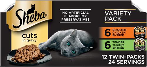 Perfect Portions Poultry Entrees Cuts in Gravy Variety Pack Adult Wet Cat Food Trays, 2.6-oz, case of 12
