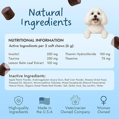Beef Flavored Calming Chews Supplement for Dogs, 60 count