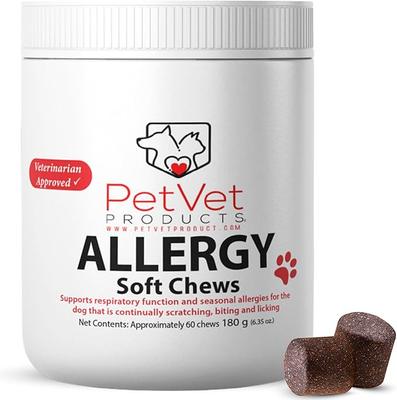 Beef Flavored Chews Allergy Relief Supplement for Dogs, 60 count