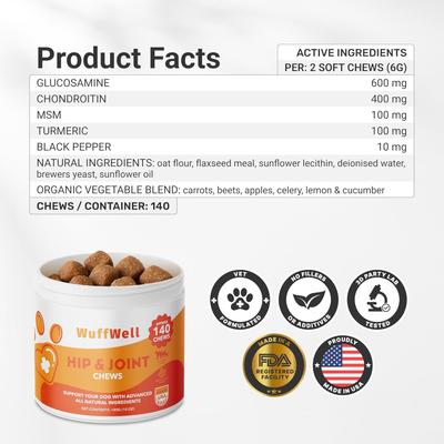 Hip & Joint Supplement Chews for Dogs, 140 count