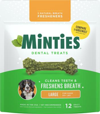 Large Mint Flavored Dental Dog Treats 50+ lbs, 32-oz bag, 24 count