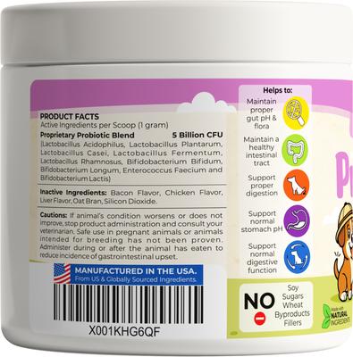 5B Digestive Health Probiotic Dog Supplement, 3.17-oz jar