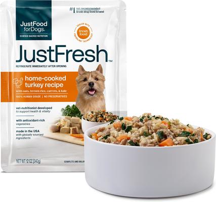 Bundle: JustFoodForDogs JustFresh Human Grade Home-Cooked Chicken & Beef Fresh Dog Food Combo, 12-oz pouch, case of 14 (7 Beef + 7 Chicken)