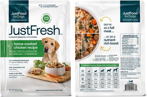Bundle: JustFoodForDogs JustFresh Human Grade Home-Cooked Chicken & Beef Fresh Dog Food Combo, 12-oz pouch, case of 14 (7 Beef + 7 Chicken)