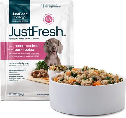 JustFresh Home-Cooked Beef & Chicken Recipe Fresh Dog Food, 12-oz pouch, case of 8