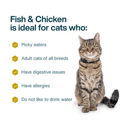 Fish & Chicken Recipe Frozen Human-Grade Fresh Cat Food, 18-oz pouch, case of 7