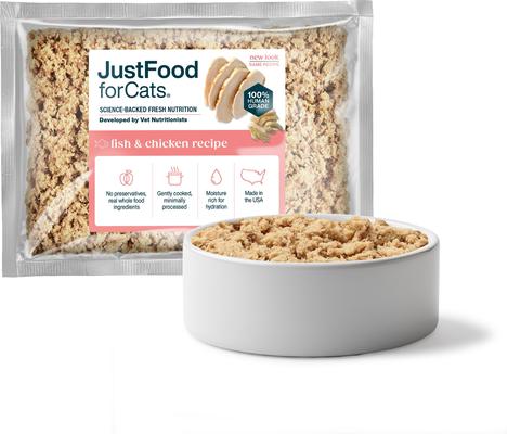 Fish & Chicken Recipe Frozen Human-Grade Fresh Cat Food, 18-oz pouch, case of 7