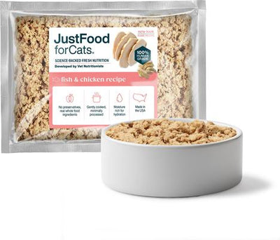 Fish & Chicken Recipe Frozen Human-Grade Fresh Cat Food, 18-oz pouch, case of 7