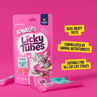 Licky Tubes Grain-Free Wet Tuna Flavored Lickable Cat Treats, 4 tubes