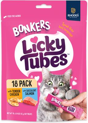 Licky Tubes Grain-Free Wet Chicken & Salmon Flavored Lickable Cat Treats, 18 tubes