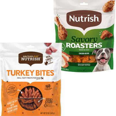 Bundle: Rachael Ray Nutrish Savory Roasters Roasted Chicken + Turkey Bites Hickory Smoke Bacon Recipe Dog Treats