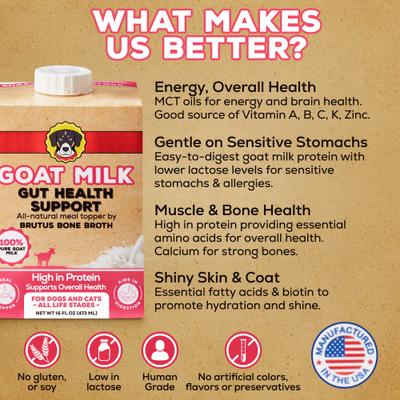 Gut Health Support Goat Milk All-Natural Dog & Cat Food Topper, 16-fl oz