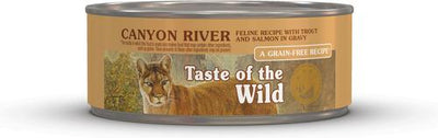 Comida enlatada para gatos Canyon River Feline Recipe con trucha y salmón en salsa, 3 oz, caja de 24