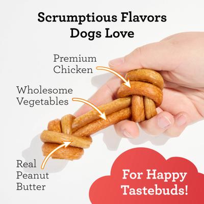 CollaYUMS Knots Plus Collagen Chicken & Peanut Butter Flavor Dog Treat Chew, 8 count