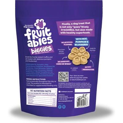 Golosinas para perros Biggies con calabaza y arándanos reales, bolsa de 16 oz