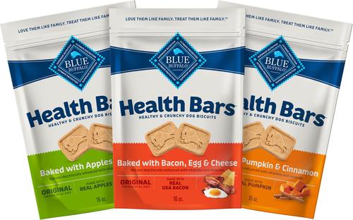 Health Bars Natural Crunchy Variety Pack Dog Treats Biscuits, 16-oz bag, 3 count