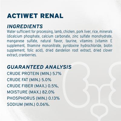 Actiwet Renal Support Wet Cat Food, 3.5-oz, case of 12