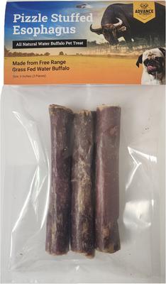 6-in Water Buffalo Pizzle Stuffed Esophagus Natural Dog Chew Treats, 3 count