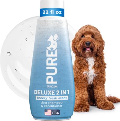 Champú PURE Breezy Fresh Deluxe 2 en 1 para perros y gatos, botella de 22 onzas líquidas