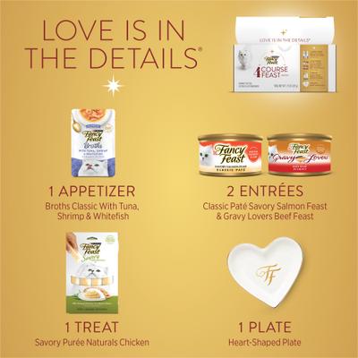 Four Course Adult Chicken, Beef, Salmon & Tuna Variety Pack Pate Wet Cat Food, 7.75-oz box