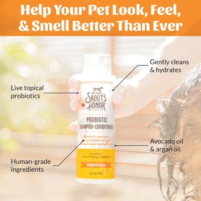 Probiotic Honeysuckle Pet Shampoo & Conditioner, 16-fl oz bottle