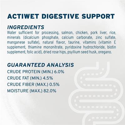 Actiwet Digestive Support with Salmon Wet Cat Food, 3.5-oz, case of 12