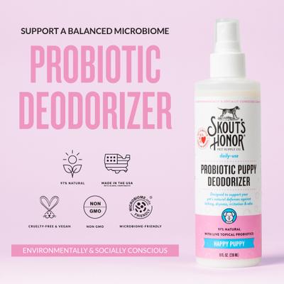 Happy Puppy Probiotic Daily Use Cat & Dog Deodorizing Spray, 8-fl oz bottle