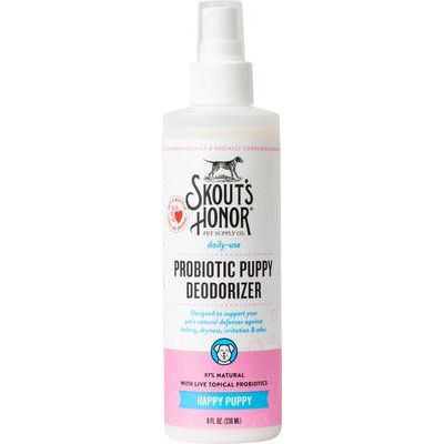 Spray desodorante probiótico Happy Puppy para uso diario para gatos y perros, botella de 8 onzas líquidas