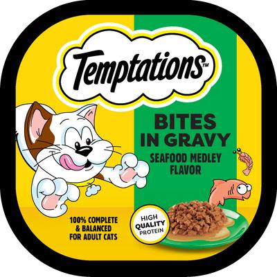 Seafood Medley Flavor Bites in Gravy Wet Cat Food, 3.5-oz tray, case of 24