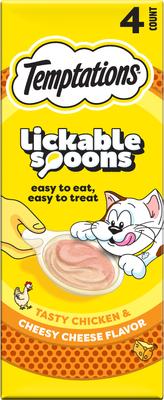 Lickable Spoons Tasty Chicken & Cheesy Cheese Cat Lickable Treats, .353-oz spoon, box of 4