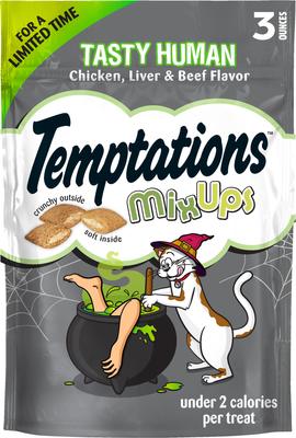 MixUps Tasty Human, Chicken, Liver & Beef Flavors Soft & Crunchy Cat Treats, 3-oz bag