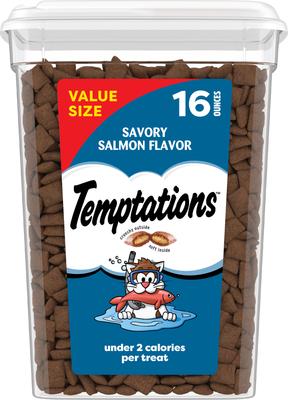Golosinas crujientes y suaves para gatos con sabor clásico a salmón salado, envase de 16 oz