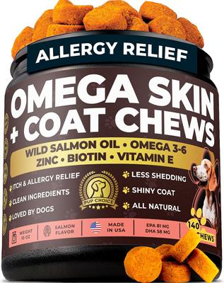 Omega 3-6 Skin & Coat Salmon Flavor Soft & Chewy Dog Treats, 140 count