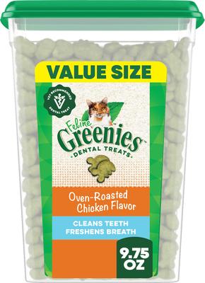 Feline Oven Roasted Chicken Flavor Adult Natural Dental Cat Treats, 9.75-oz tub