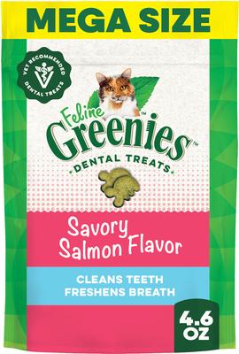 Feline Savory Salmon Flavor Adult Natural Dental Cat Treats, 4.6-oz bag
