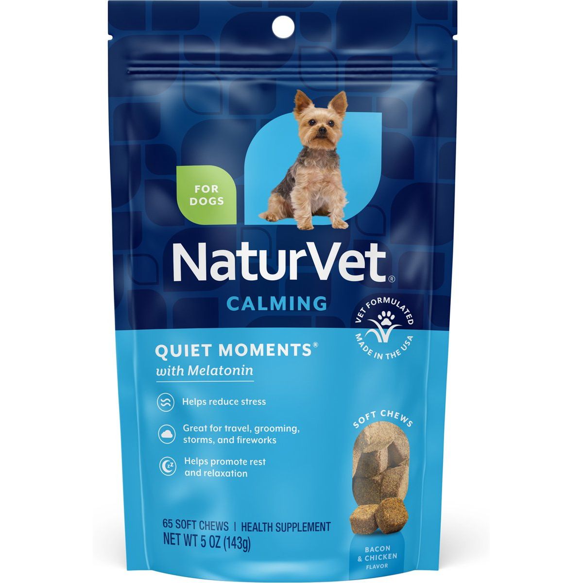 NaturVet Quiet Moments Plus Melatonin 65 soft chews