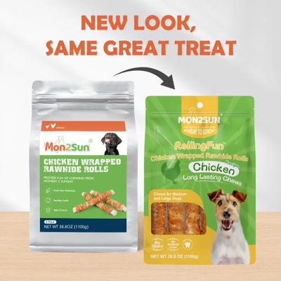 Rollitos de cuero crudo envueltos en pollo, golosinas masticables para perros de 9 pulgadas, 10 unidades