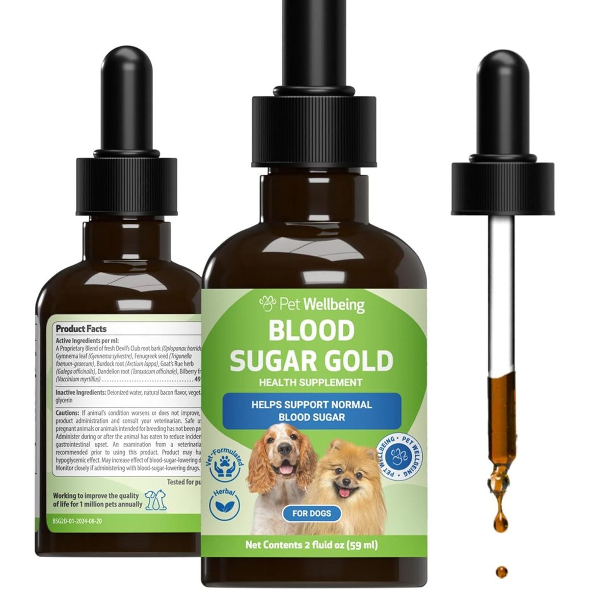 REV Blood Sugar GOLD Liquid Diabetes Supplement for Dogs, sabor Tocino. 60 ml. - Pet Wellbeing