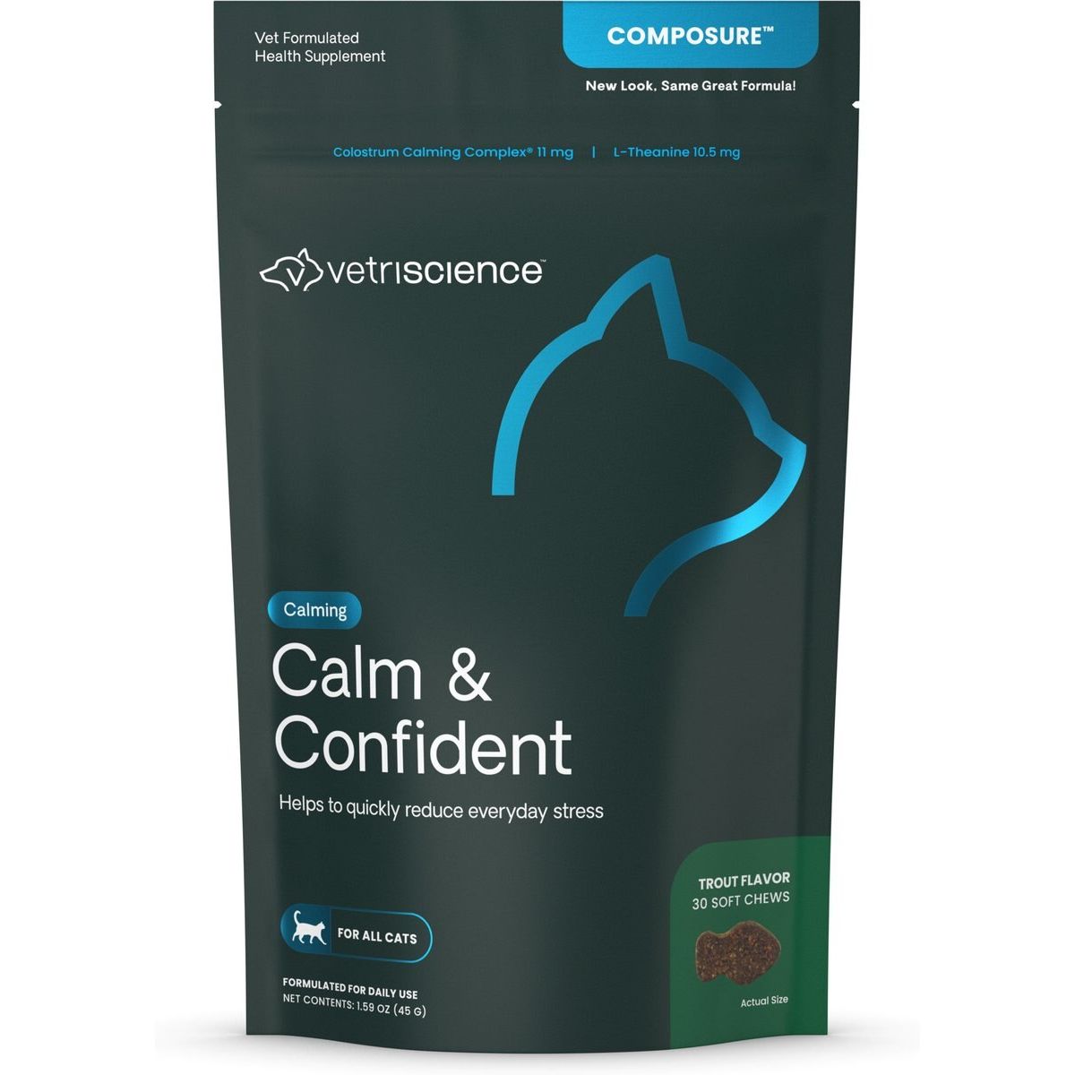 Composure Calm & Confident Thunderstorms Support Soft Chews Calming, sabor Trucha. 30 chews.