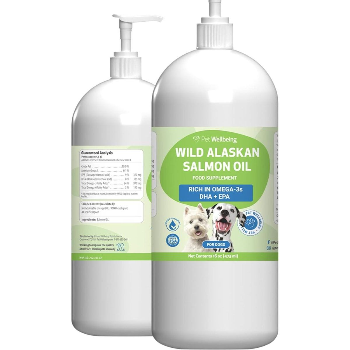 Wild Alaskan Salmon Oil Liquid Supplement for Dogs. 480 ml. - Pet Wellbeing