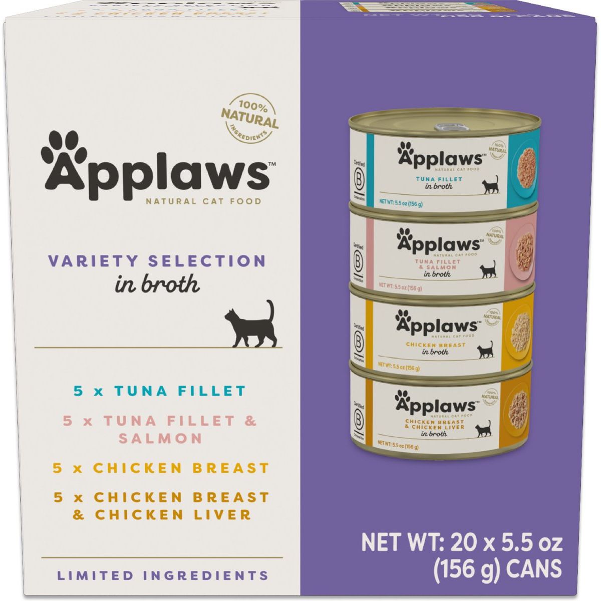 Alimento Húmedo, Variety Selection en Broth. 156 g, caja de 20. - Applaws