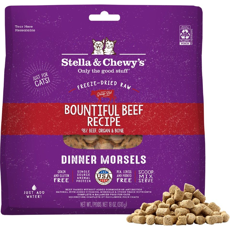Freeze-Dried Raw Dinner Morsels Grain-Free Protein Rich Bountiful Beef Recipe. 510 g.