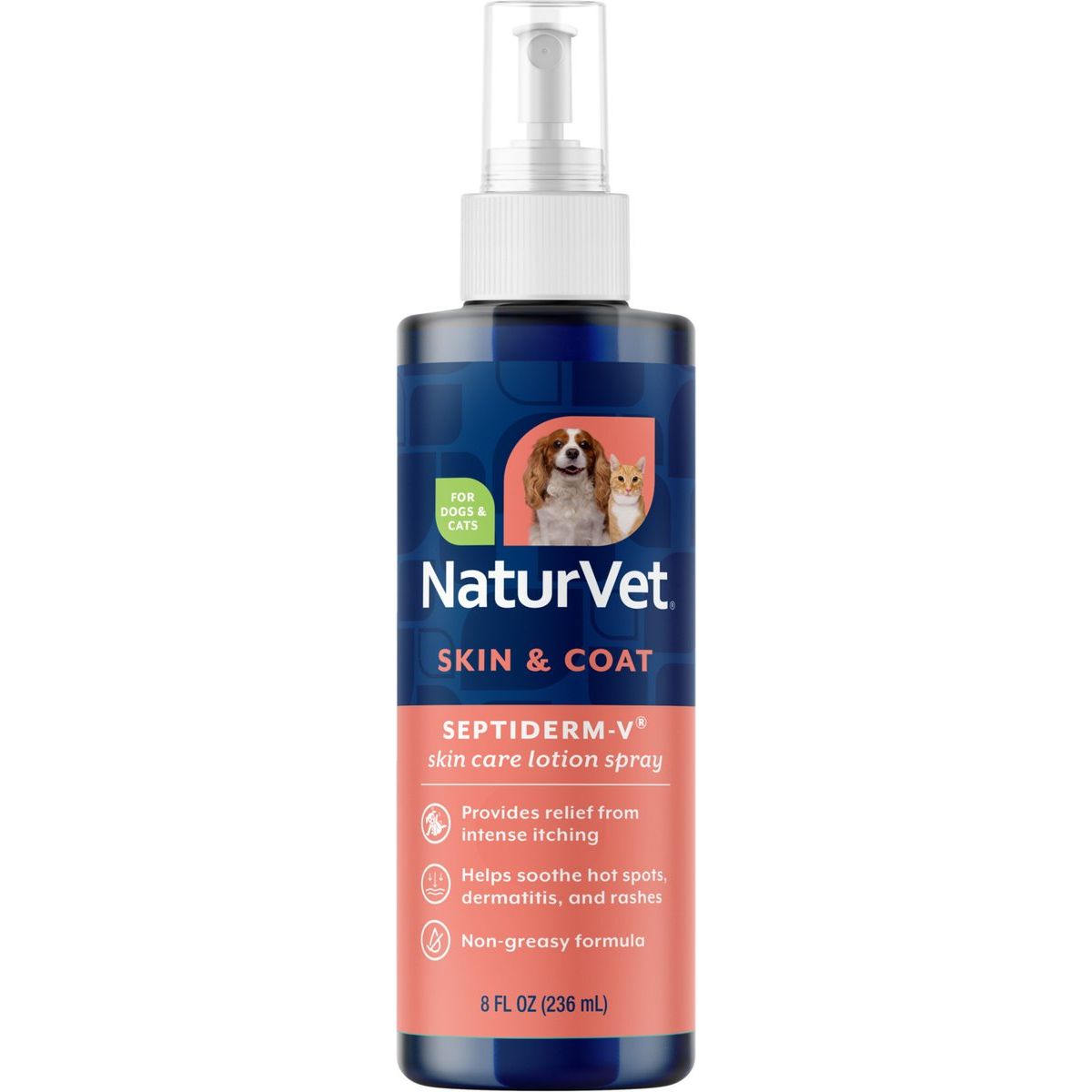 NaturVet Septiderm V Skin Care Lotion Spray 8 fl oz