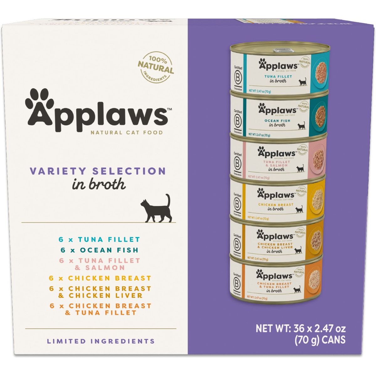 Alimento Húmedo, VP Variety Selection Broth en Broth. 70 g, caja de 36. - Applaws
