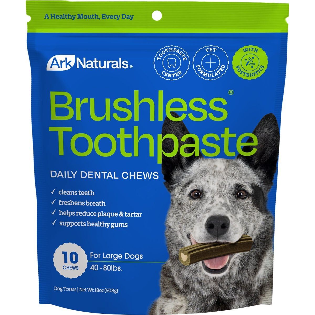 Brushless Toothpaste Dental Chews, tamaño Grande. 510 g. - Ark Naturals