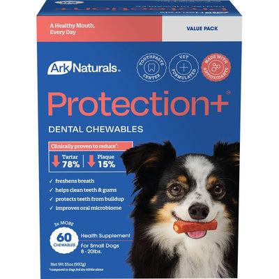 Protection+ Brushless Toothpaste Dental Chews, tamaño Pequeño. 60 chews. - Ark Naturals