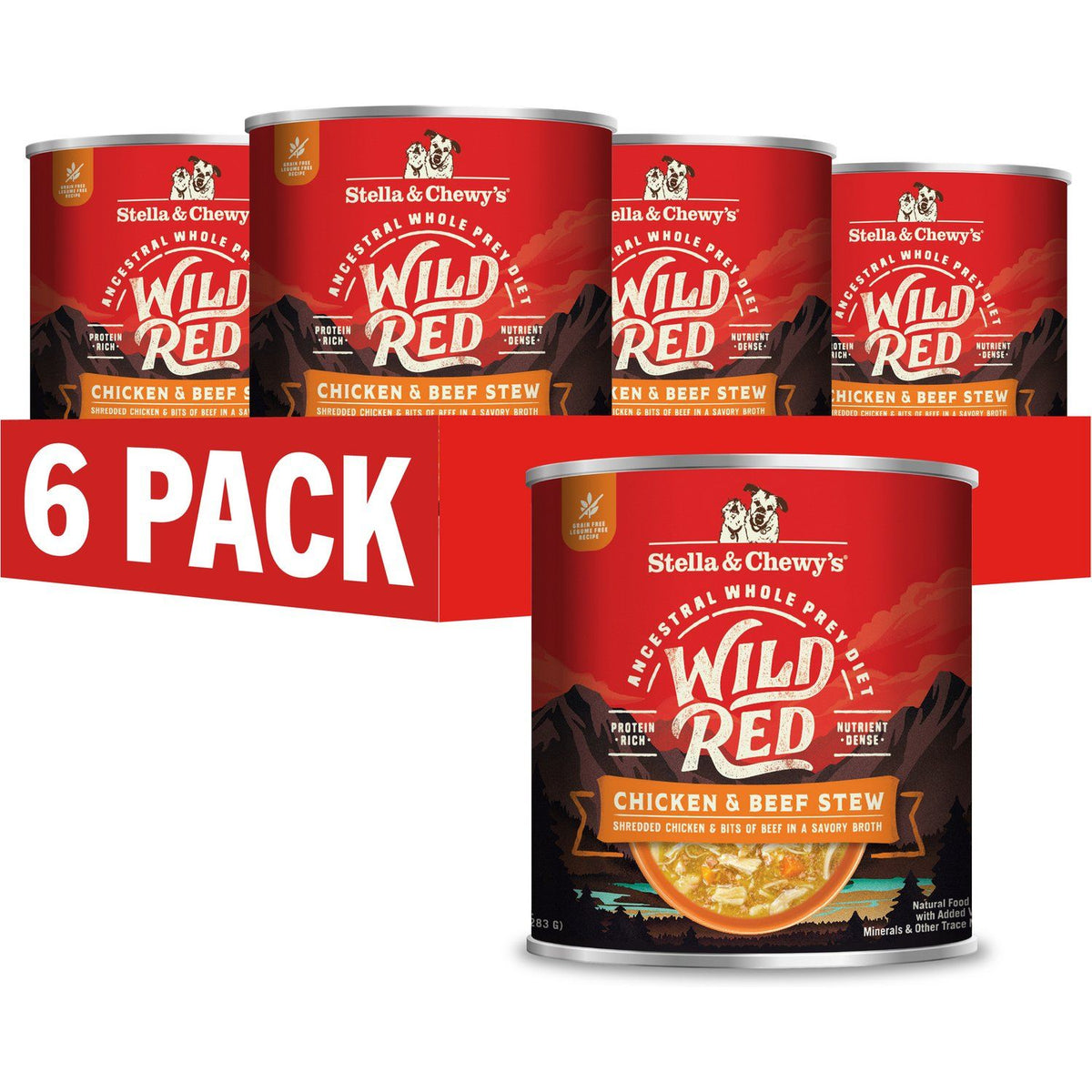 Wild Red Grain-Free Chicken & Beef Stew Wet Dog Food. 6 pack.