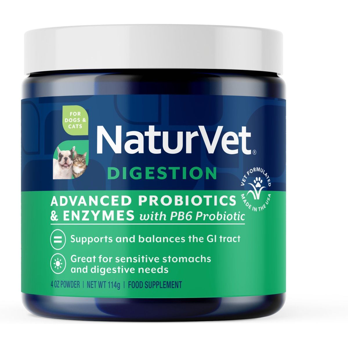 NaturVet Advanced Probiotics and Enzymes PB6 Powder 4 oz